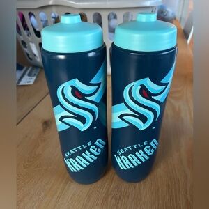 NHL Kraken Set of two Squeeze Bottle 34 oz Gatorade Powerade Hockey NWT